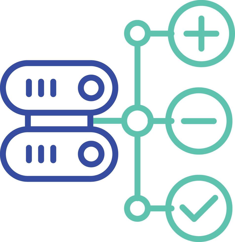 Database modification outline dual color illustration icon design vector