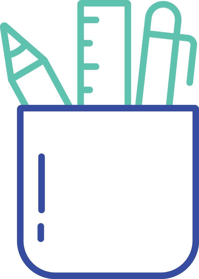 Pen Stand outline dual color icon design vector
