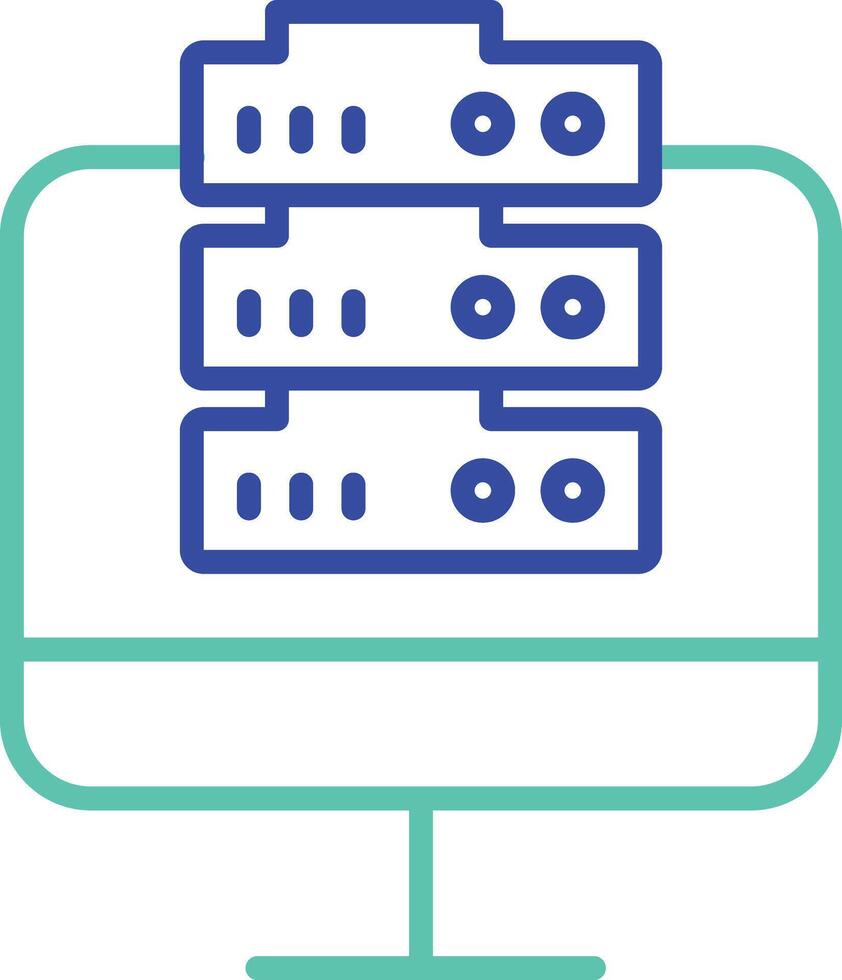 Computer Server outline dual color illustration icon design vector