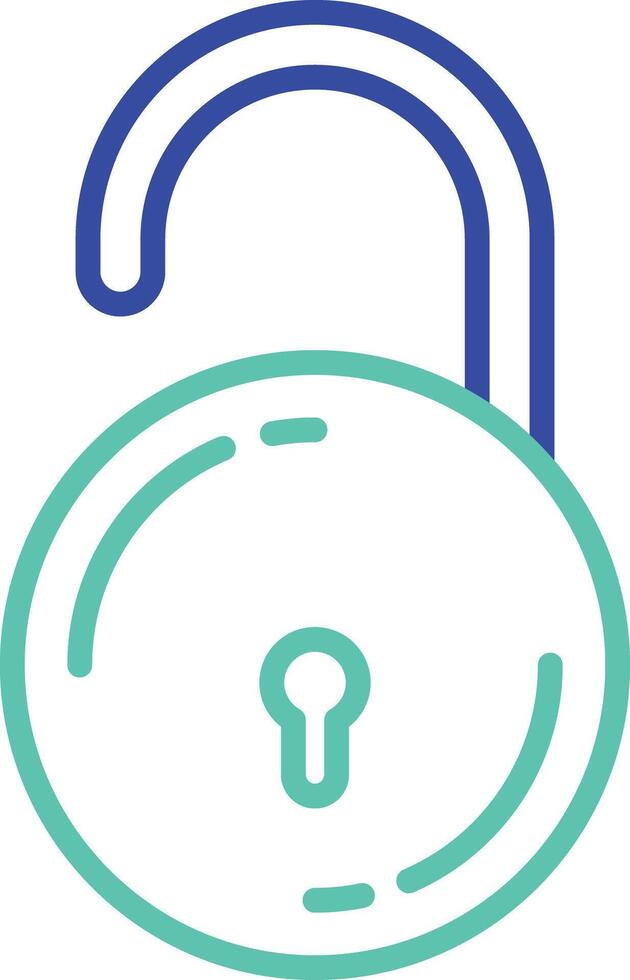 unlock outline dual color illustration icon design vector