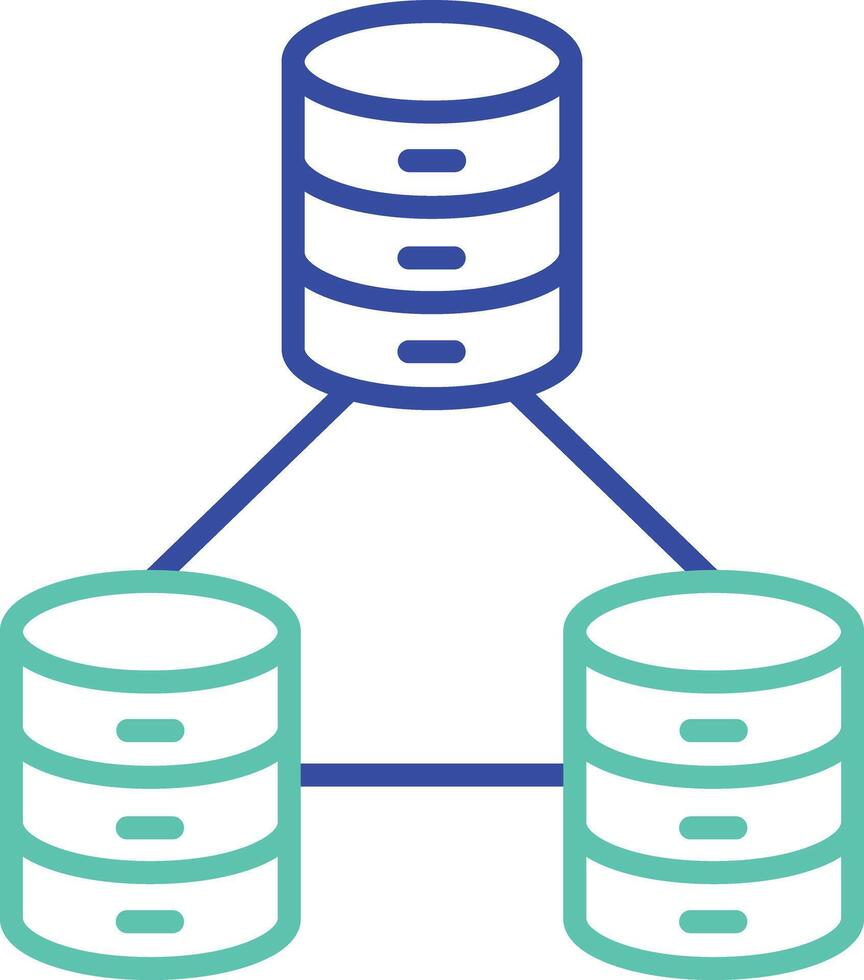 Database connection outline dual color illustration icon design vector