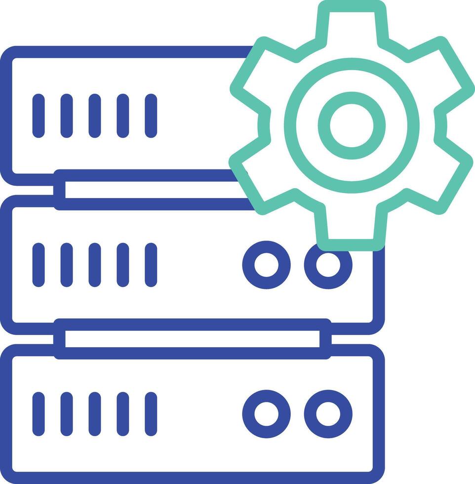 Database Server Setting outline dual color illustration icon design vector