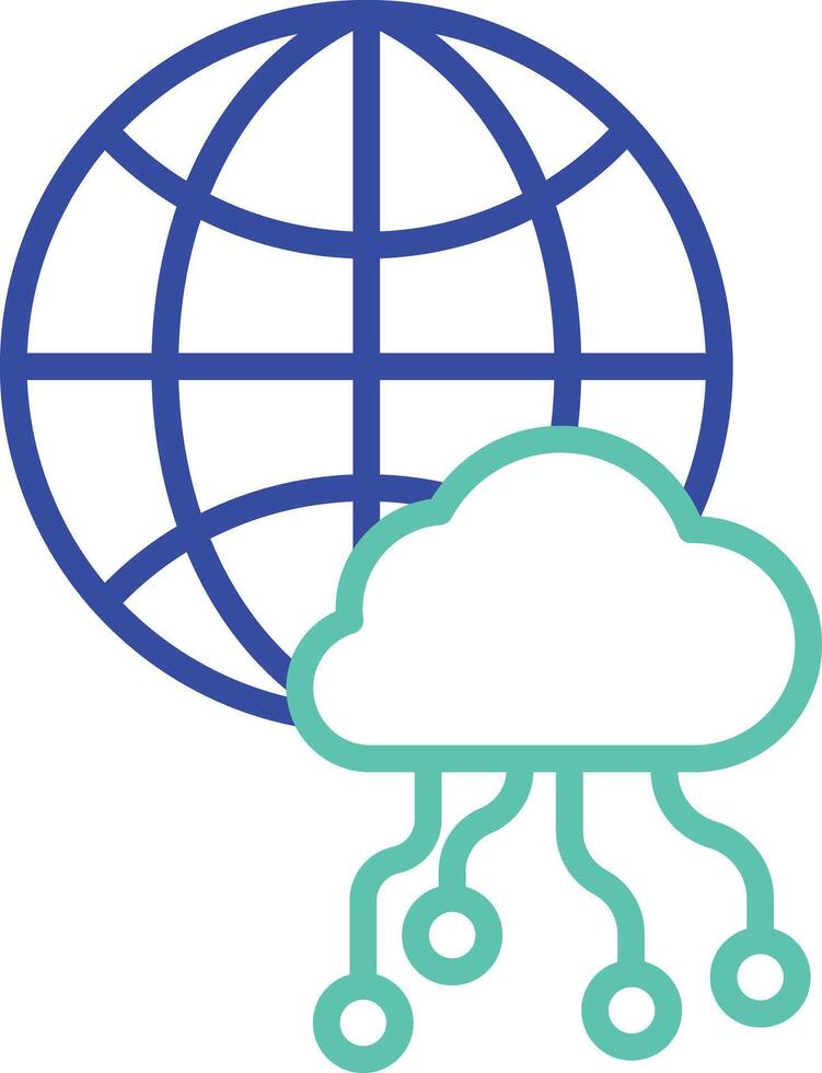 Global Database outline dual color illustration icon design vector