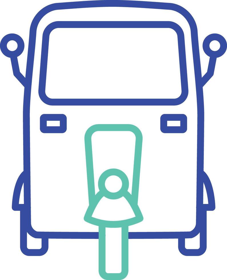 Auto rickshaw outline dual color illustration icon design vector