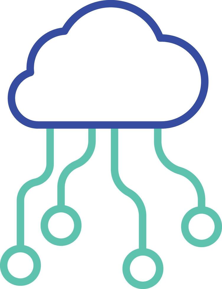 Cloud Server outline dual color illustration icon design vector
