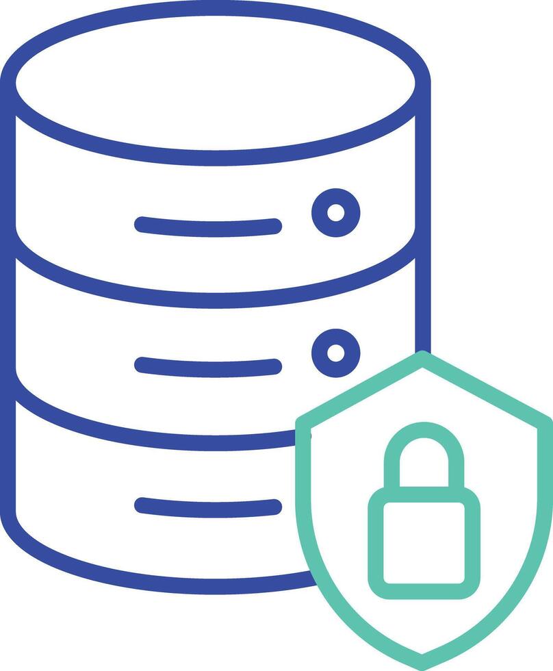 Database Locks outline dual color illustration icon vector