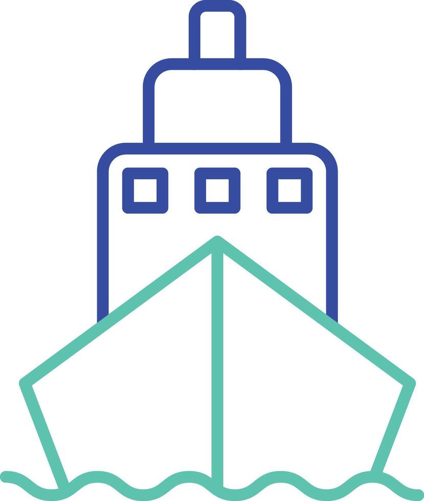 ship outline dual color illustration icon design vector
