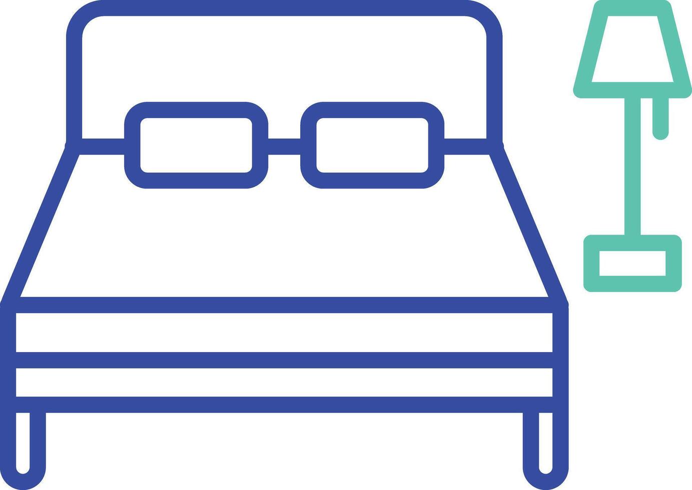 bedroom outline dual color illustration icon design vector
