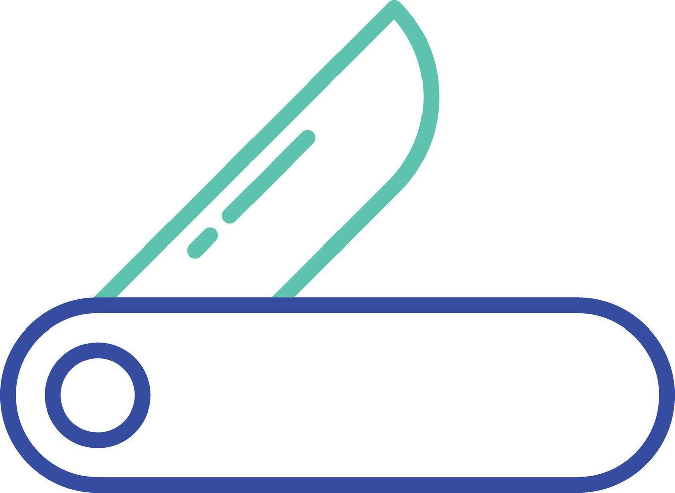 folding knife outline dual color illustration icon design vector