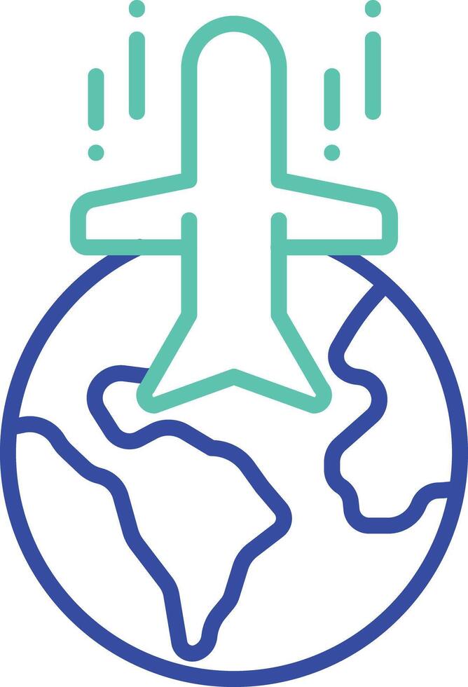 globe flight outline dual color illustration icon design vector