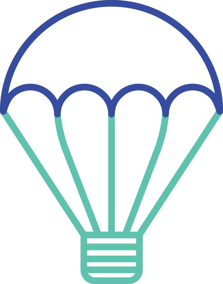 parachute outline dual color illustration icon design vector