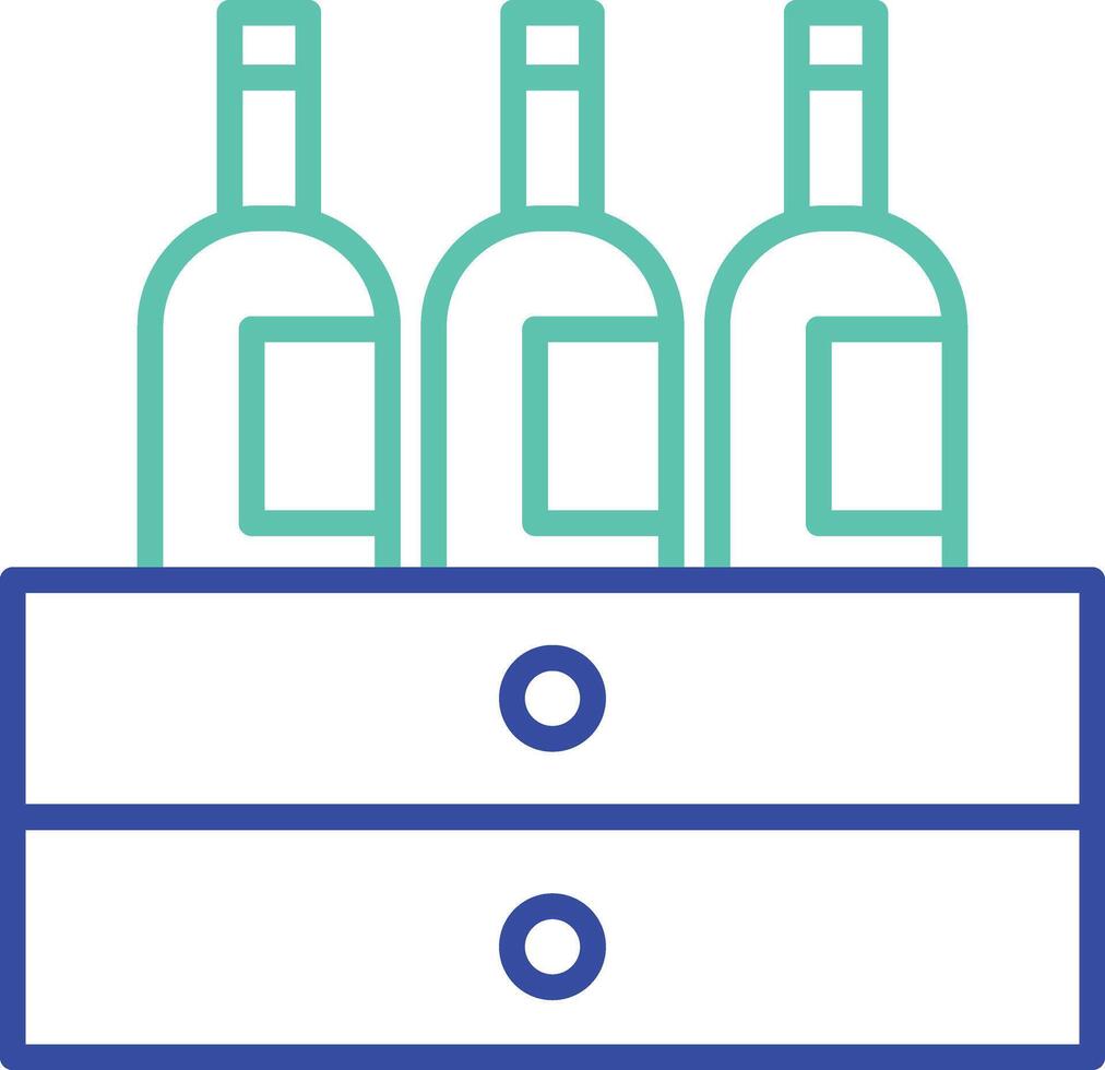 wine bottle box outline dual color illustration icon design vector
