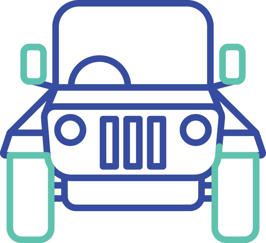Jeep outline dual color illustration icon design vector