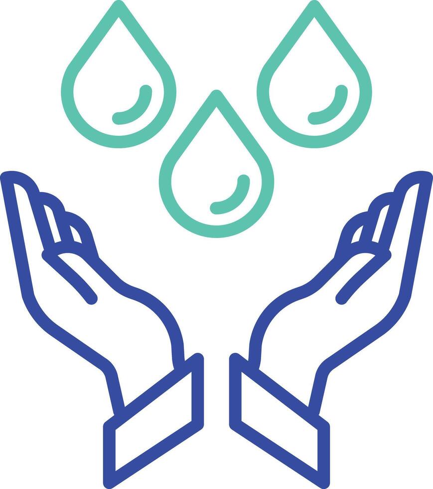 Save water outline dual color illustration icon vector
