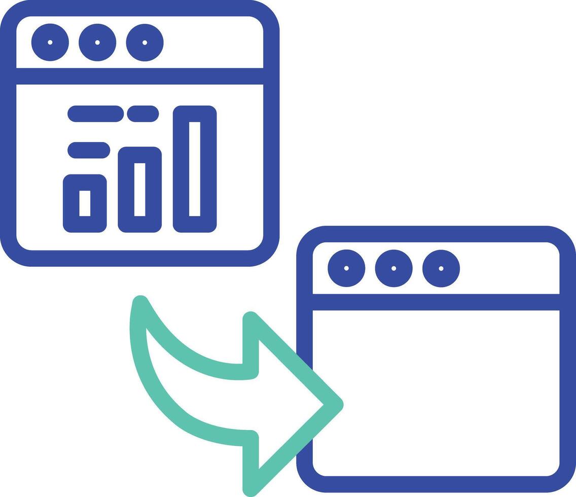 web Marketing Report outline dual color illustration icon design vector