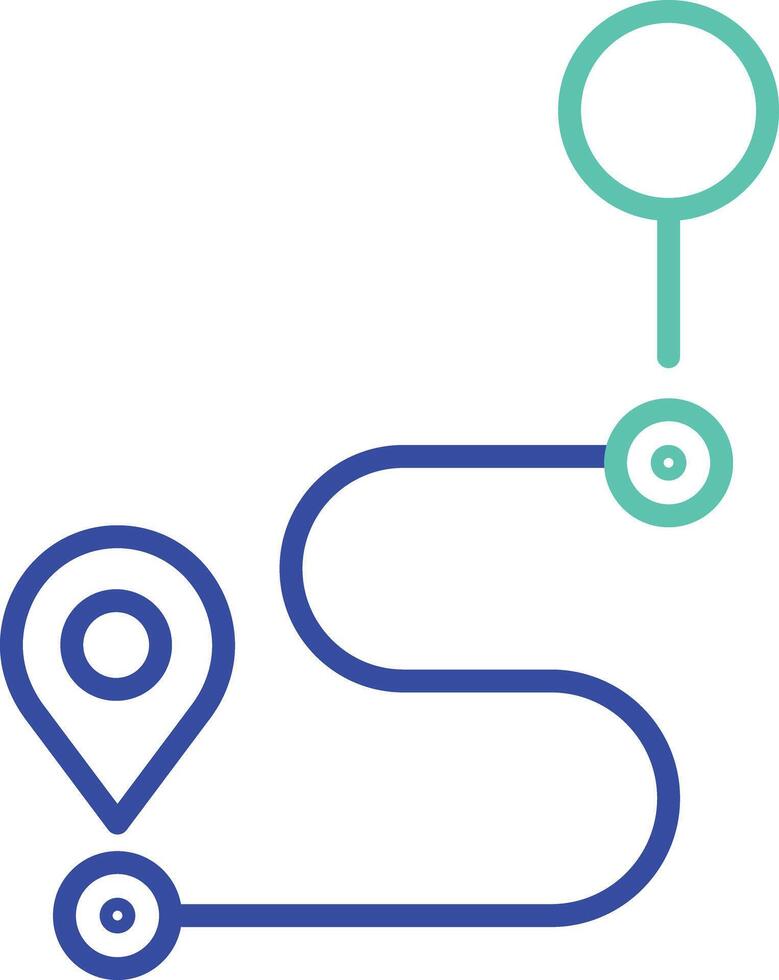 Map distance outline dual color illustration icon design vector