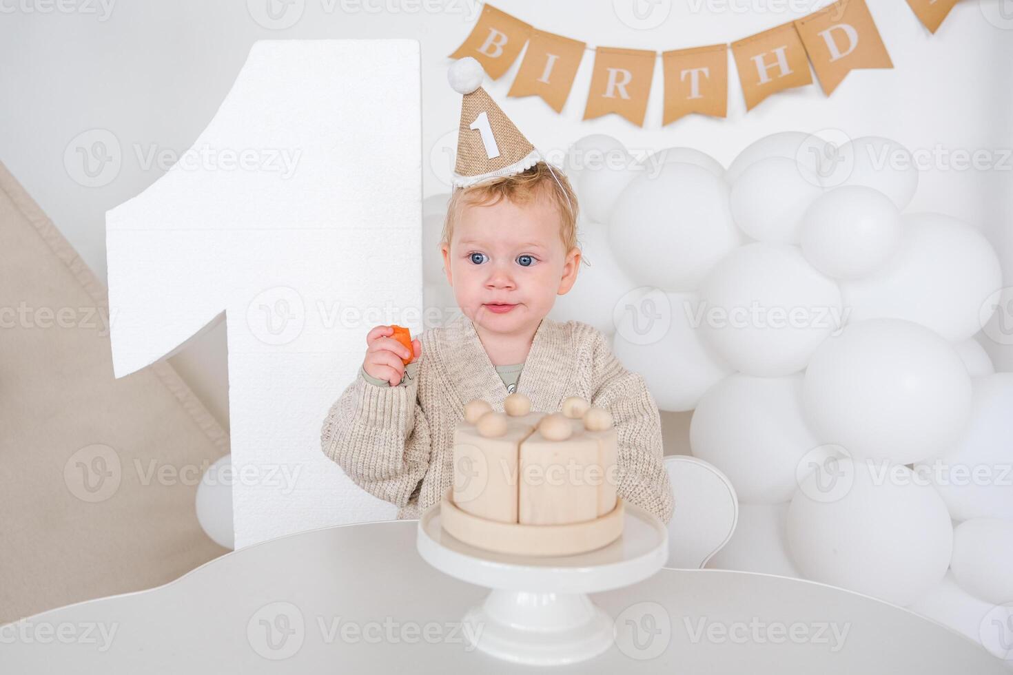 First birthday in soothing natural colors photo