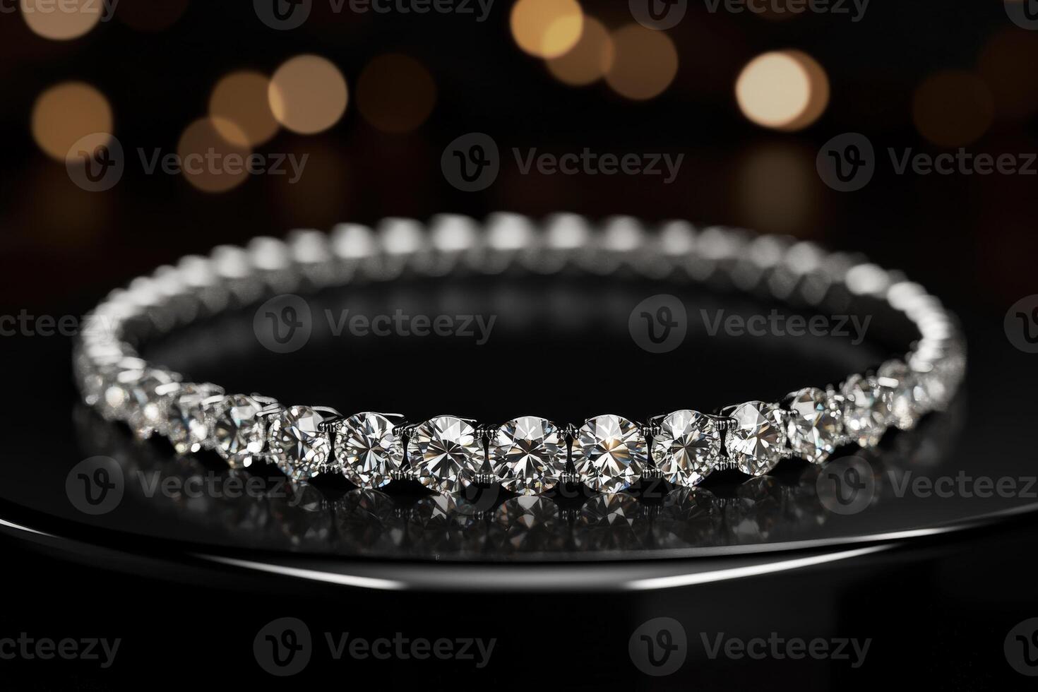 Dazzling diamond bracelet showcased on a reflective surface photo