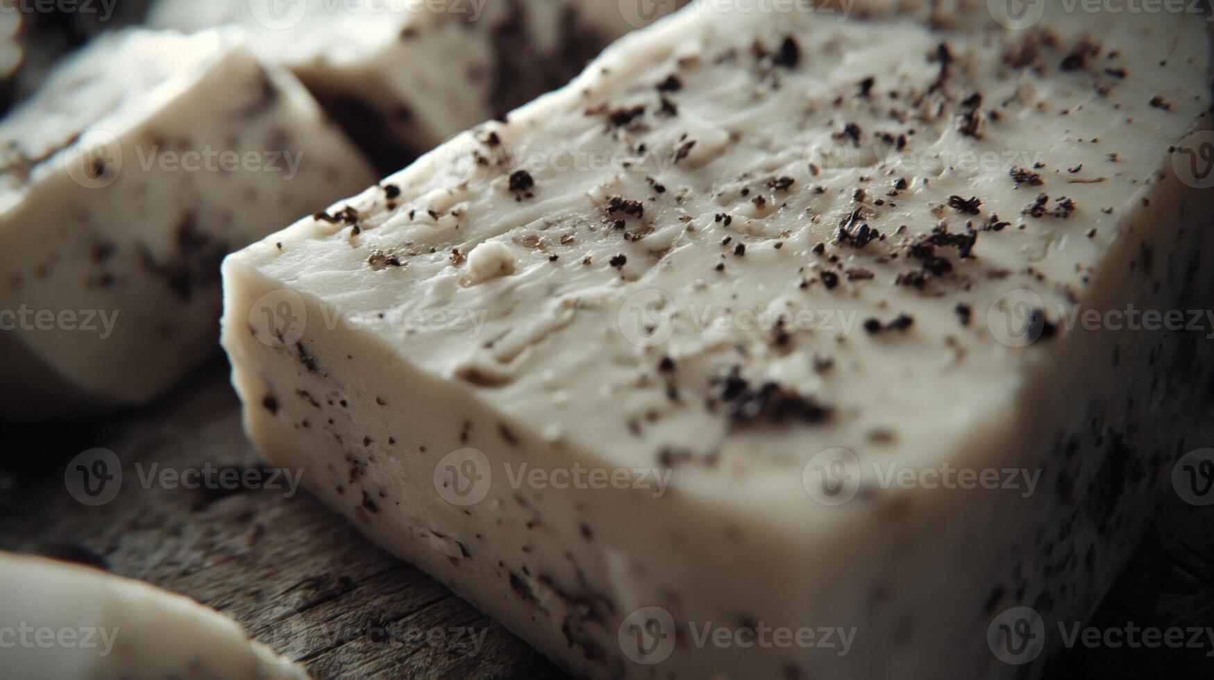 Creamy goat cheese with herbs displayed on a wooden board photo