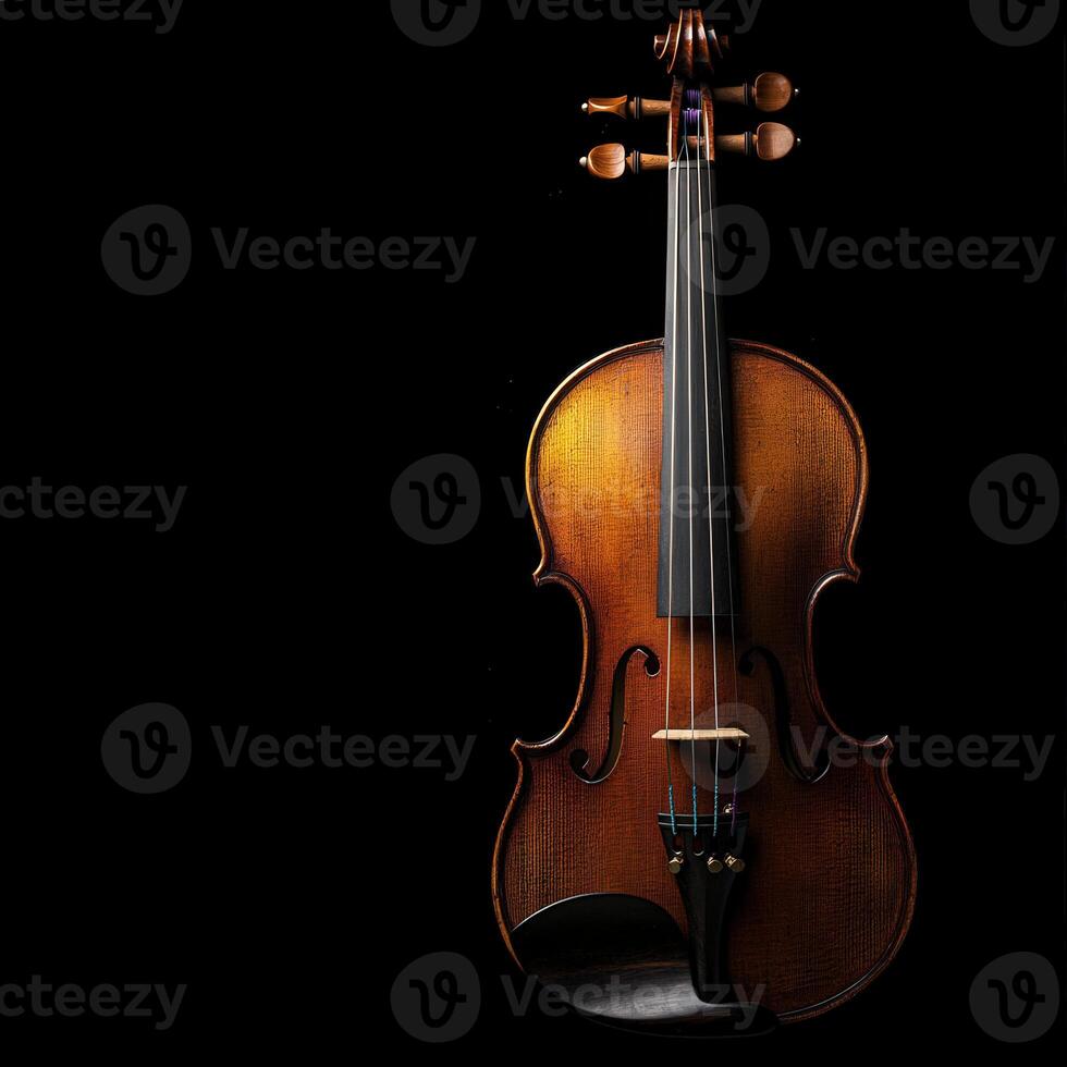 Violin in dark background highlighting craftsmanship and elegance photo