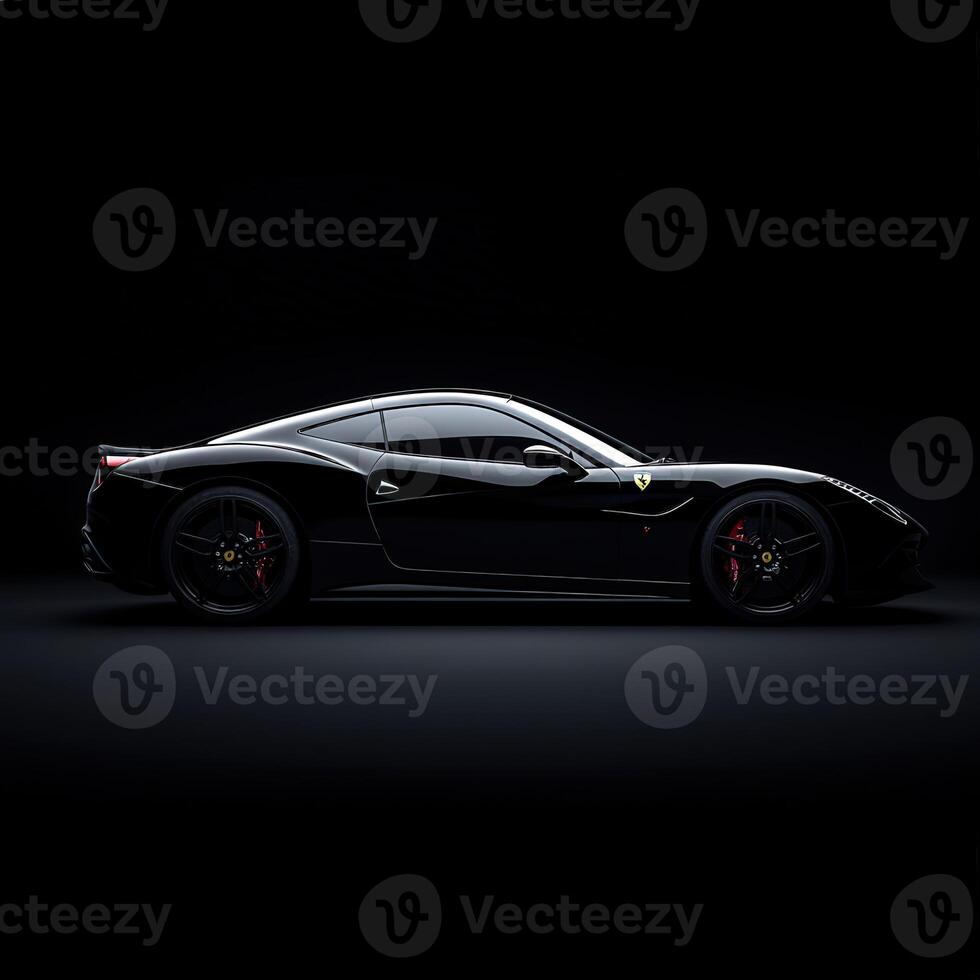 Sleek black sports car showcases modern design and power photo
