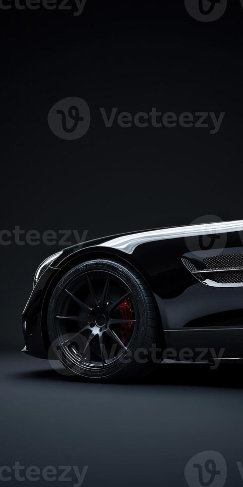 Sleek black sports car showcasing elegant design and sharp features photo