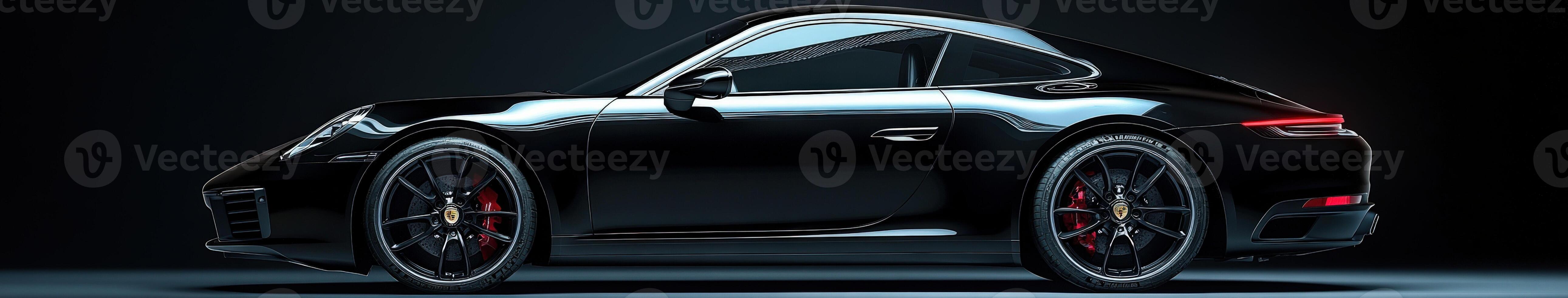 Luxury sports car showcased in a dark studio setting photo