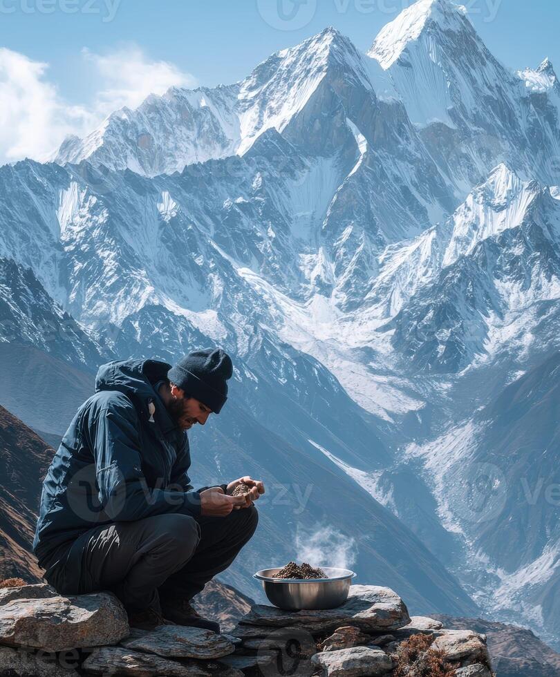 Exploring the benefits of shilajit in the Himalayan mountains photo