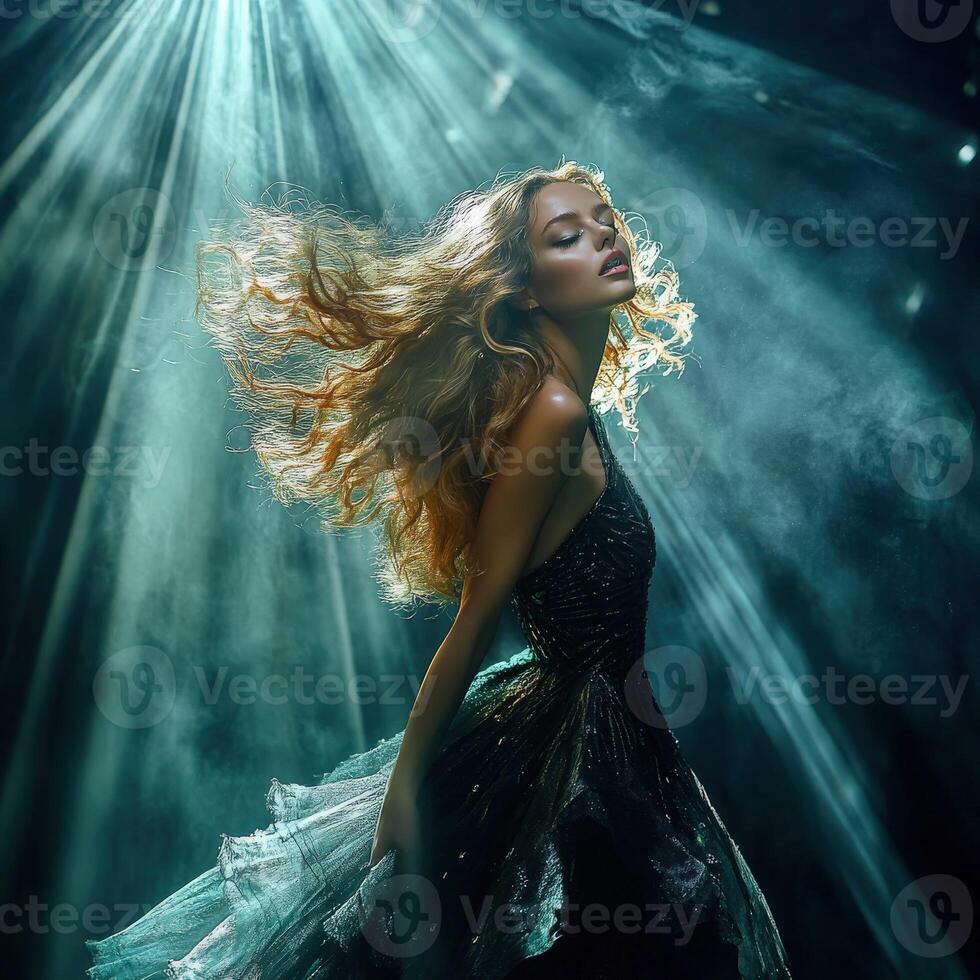 Magical dance in ethereal light creates an enchanting atmosphere photo