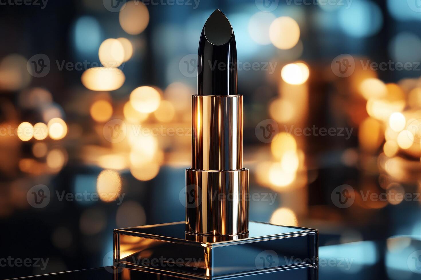 Luxurious lipstick on elegant display in a glamorous setting photo