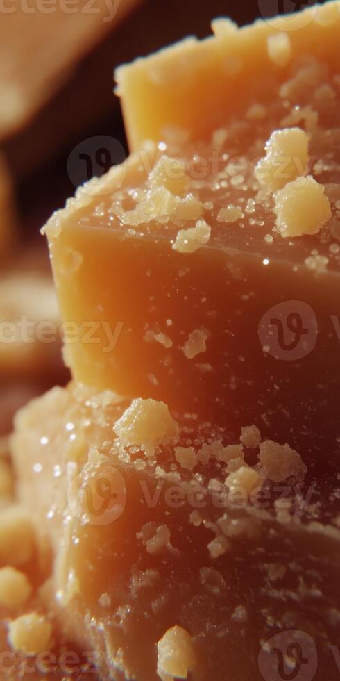 Parmesan cheese blocks with fine texture and golden color displayed invitingly for culinary use photo