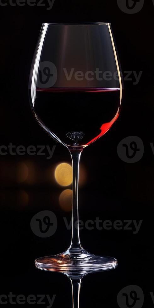 Elegant glass of red wine reflecting soft light in a dark setting showcasing the beauty of a fine vintage photo