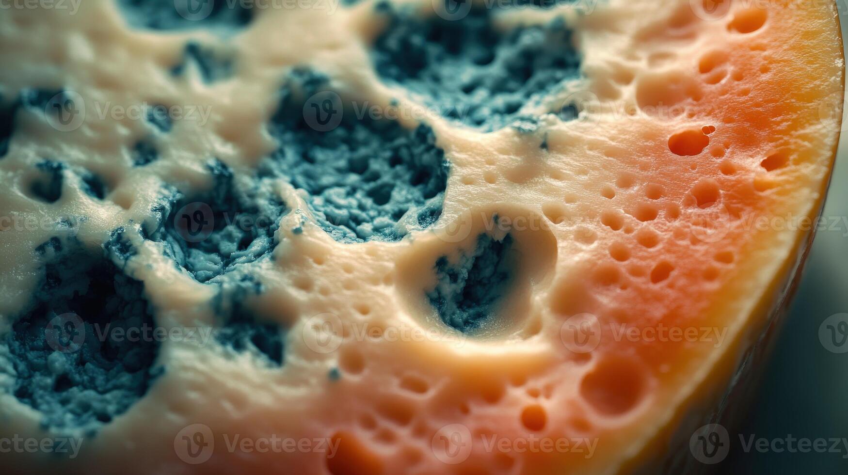 Close-up of blue cheese showcasing unique texture and mold characteristics in a culinary setting photo