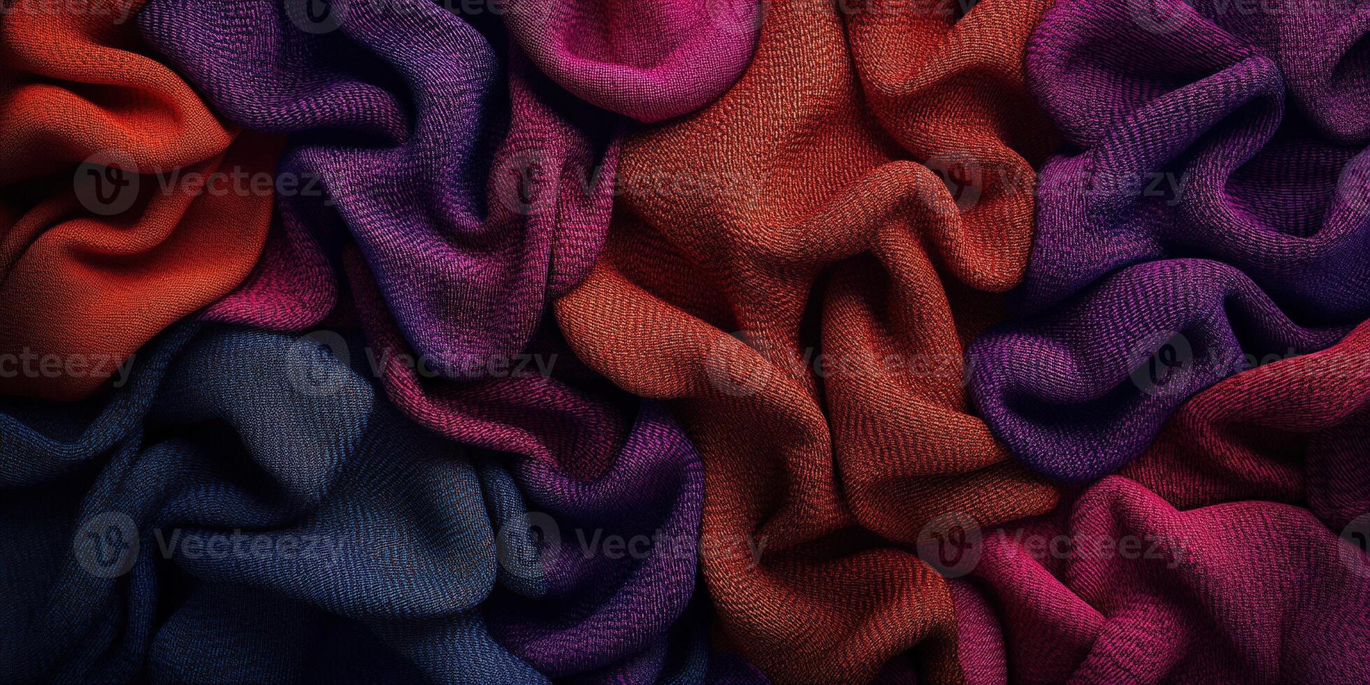 Colorful textiles displaying vivid hues and intricate textures in a creative fabric arrangement photo
