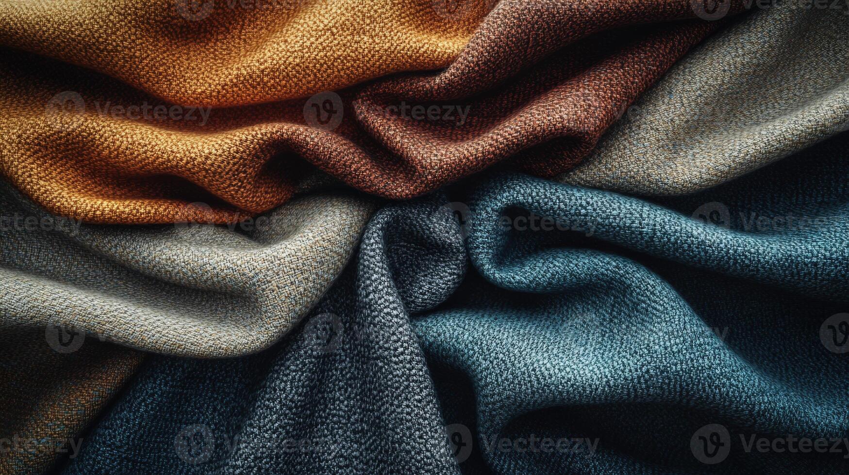Colorful woven fabric textures create a cozy aesthetic in a warm indoor setting during daylight photo