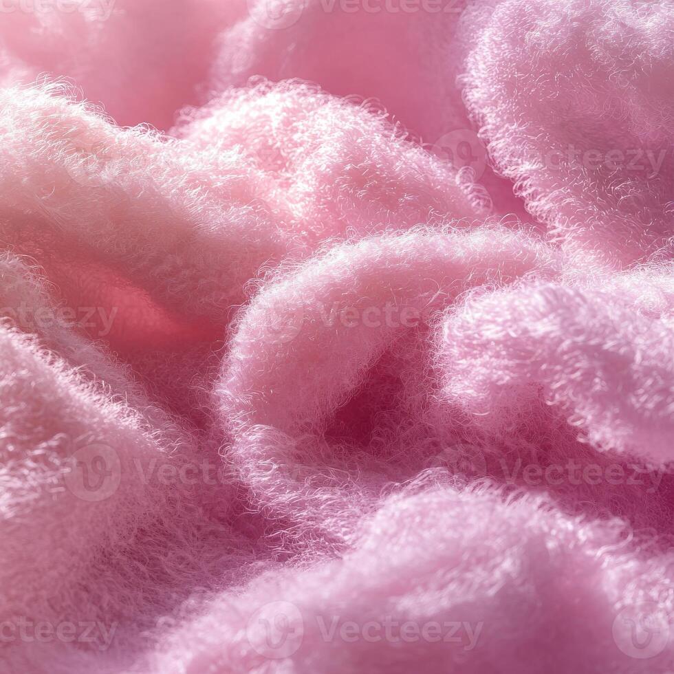 Soft pink boucle fabric texture creating a cozy and inviting atmosphere for interior design photo