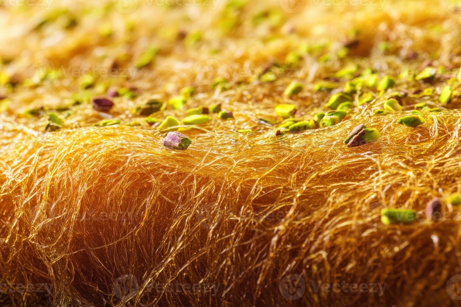 Delicate kunafa topped with crushed pistachios served at a local dessert shop for an evening treat photo