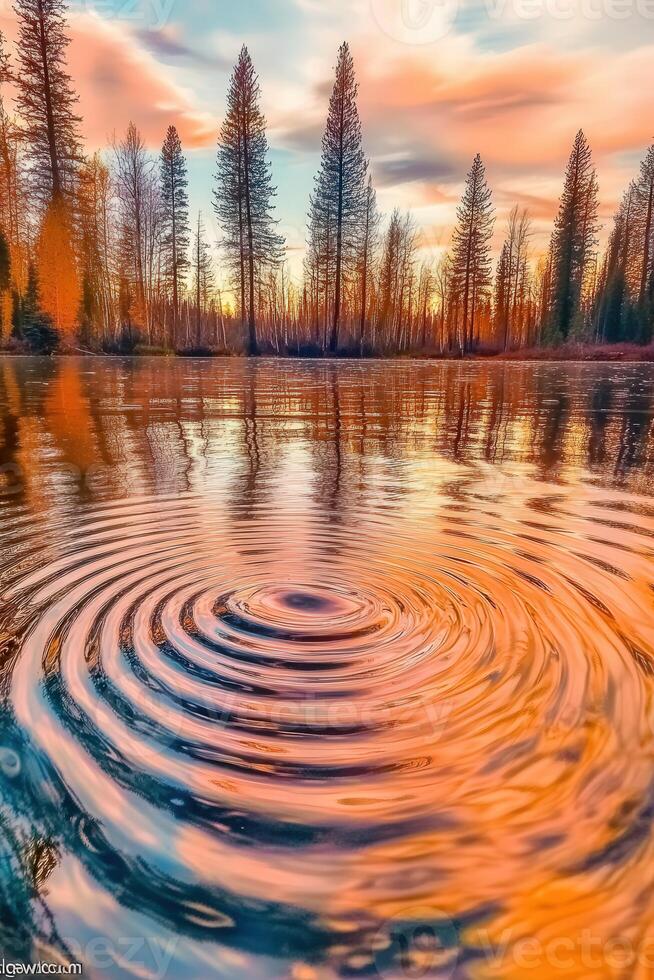 A rippling lake with trees in the background photo