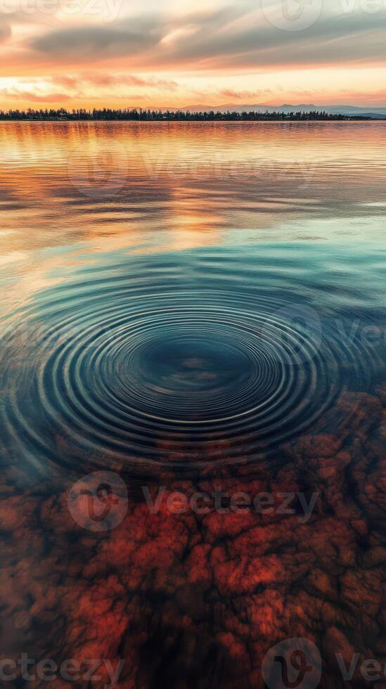 A circular rippling pattern in the water photo
