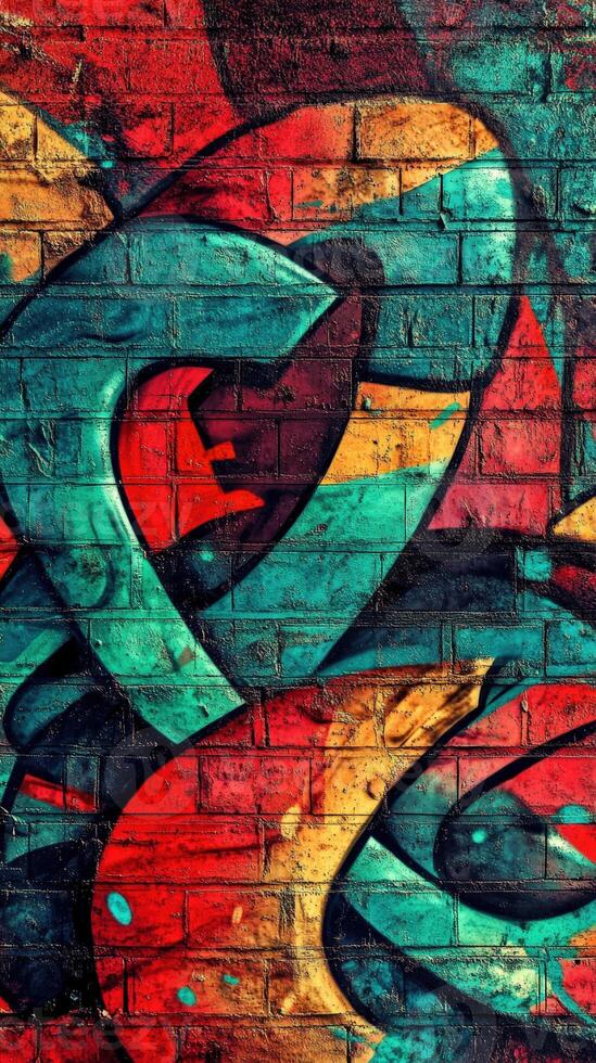 A colorful graffiti wall with a large letter photo