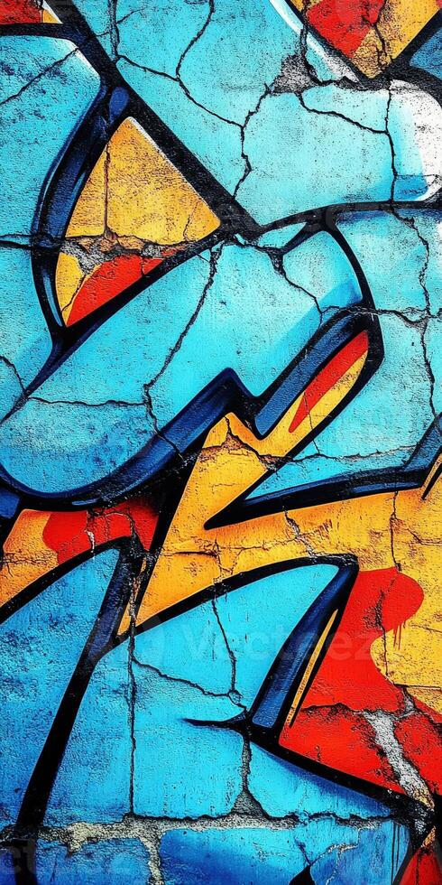 A colorful wall with graffiti on it photo
