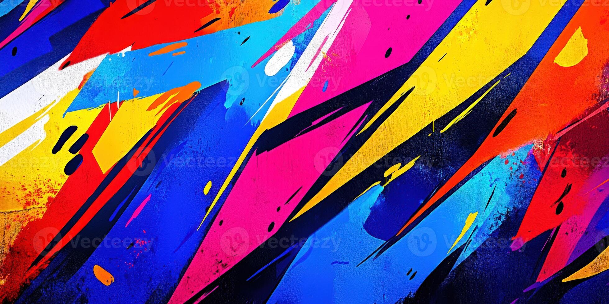Colorful abstract painting with a large brush stroke photo