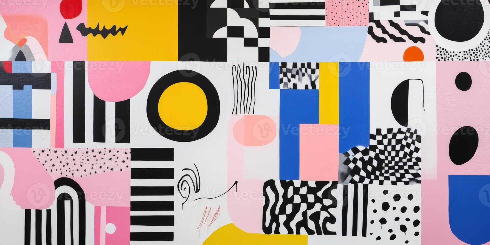 Vibrant street art mural showcasing abstract patterns and colors photo
