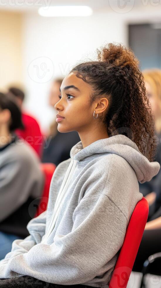 Group therapy session led by psychologist for youth photo