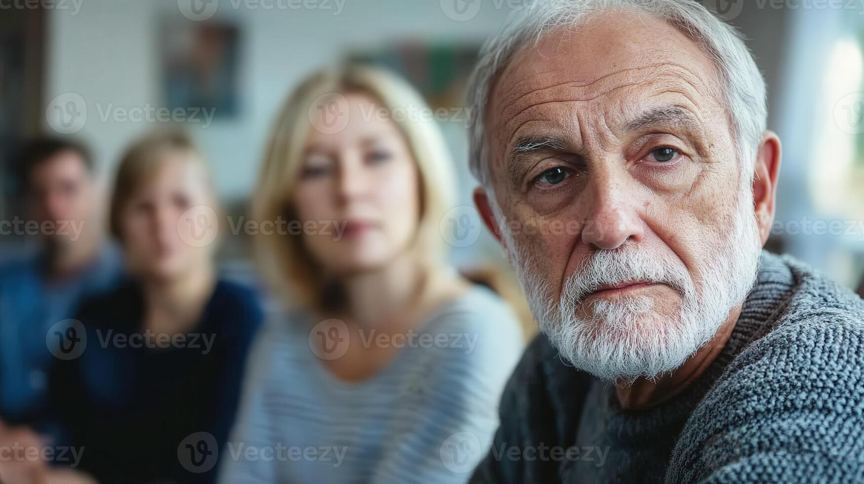 An older man with a beard and a woman in the background photo