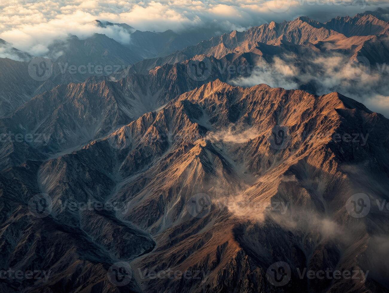 Mountainous landscape at dawn photo