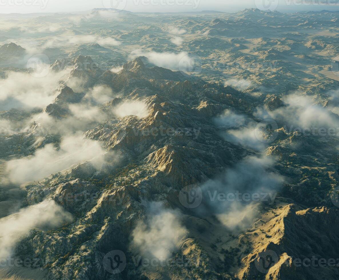 Mountain landscape under clouds photo