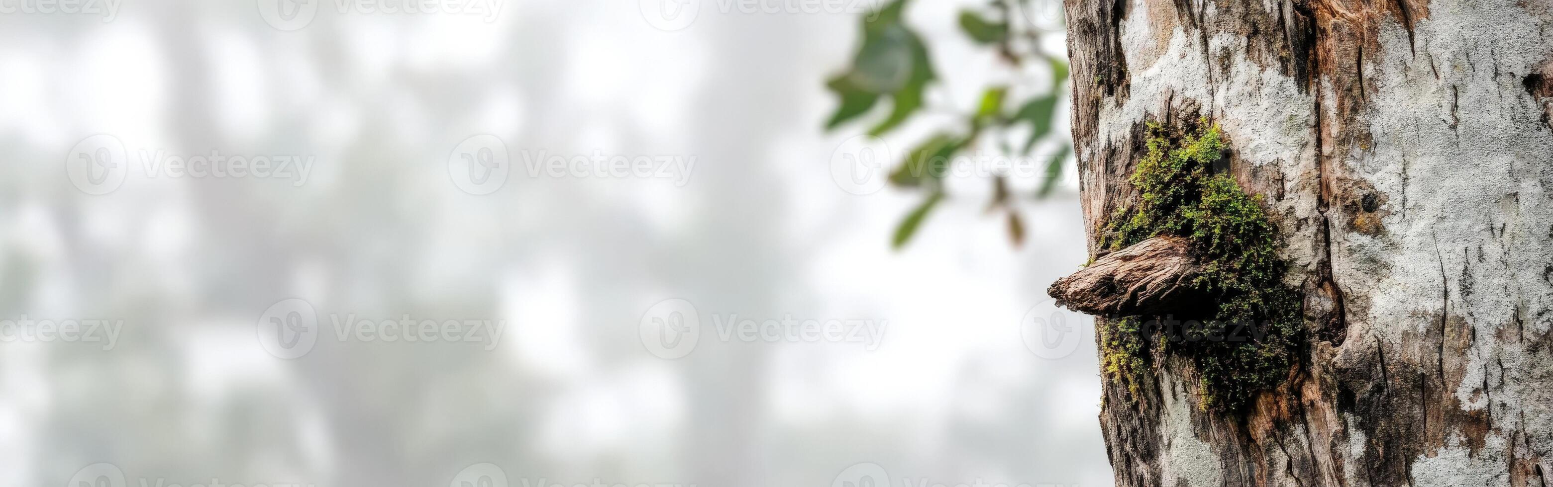 Tall tree trunk with moss close-up photo