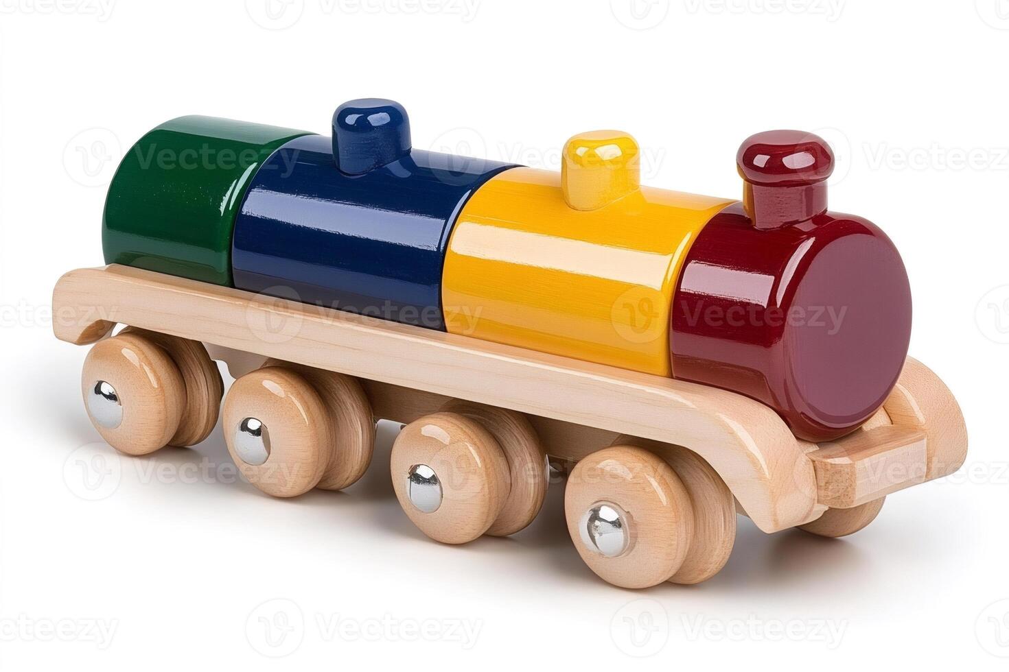 Colorful wooden toy train waiting for playing children.. photo