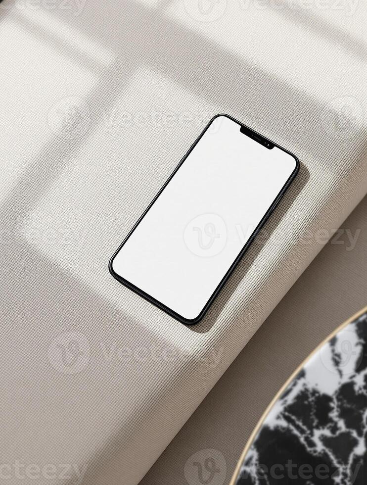 Smartphone mockup on a sofa photo